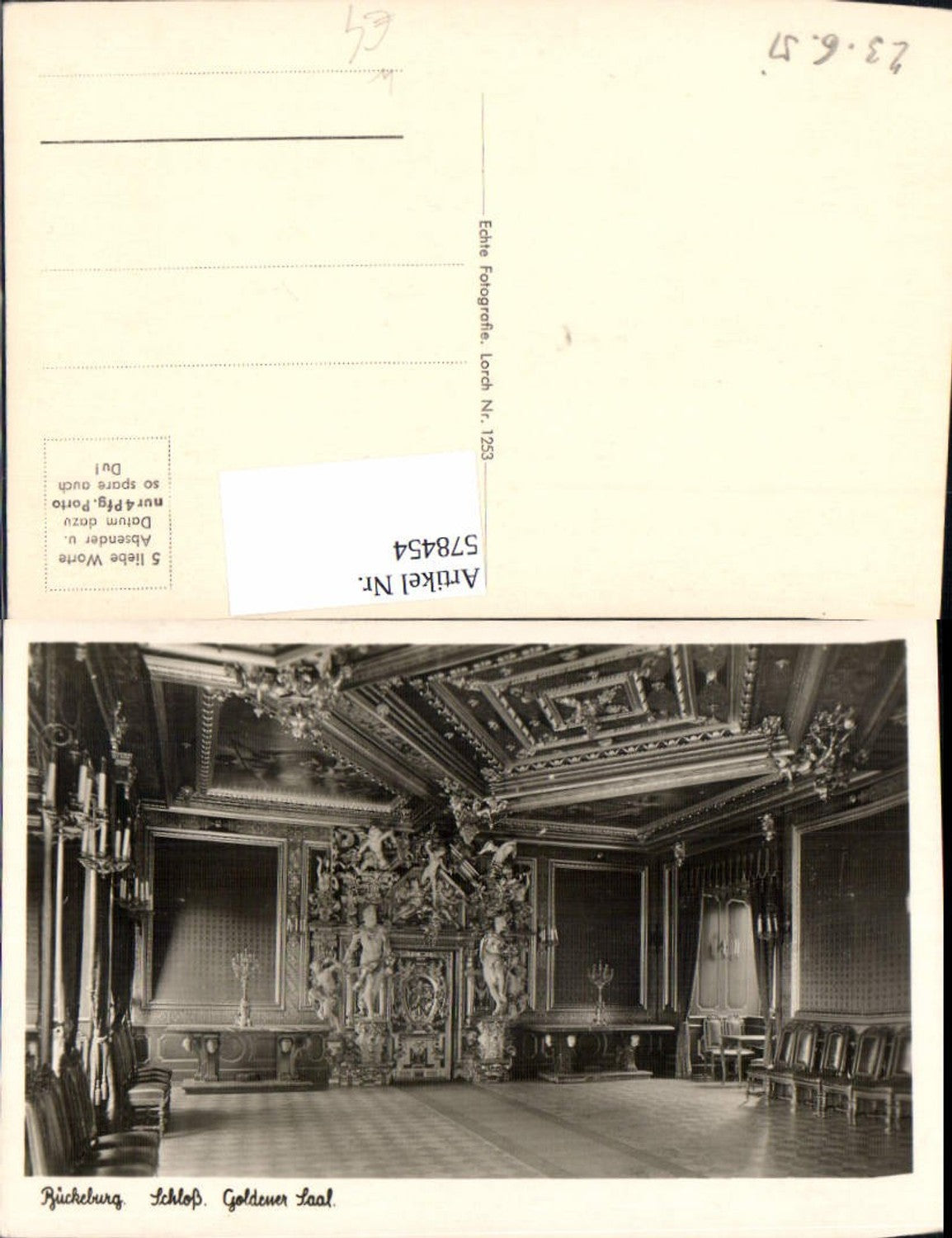 578454,Foto Ak Bückeburg Schloss Goldener Saal