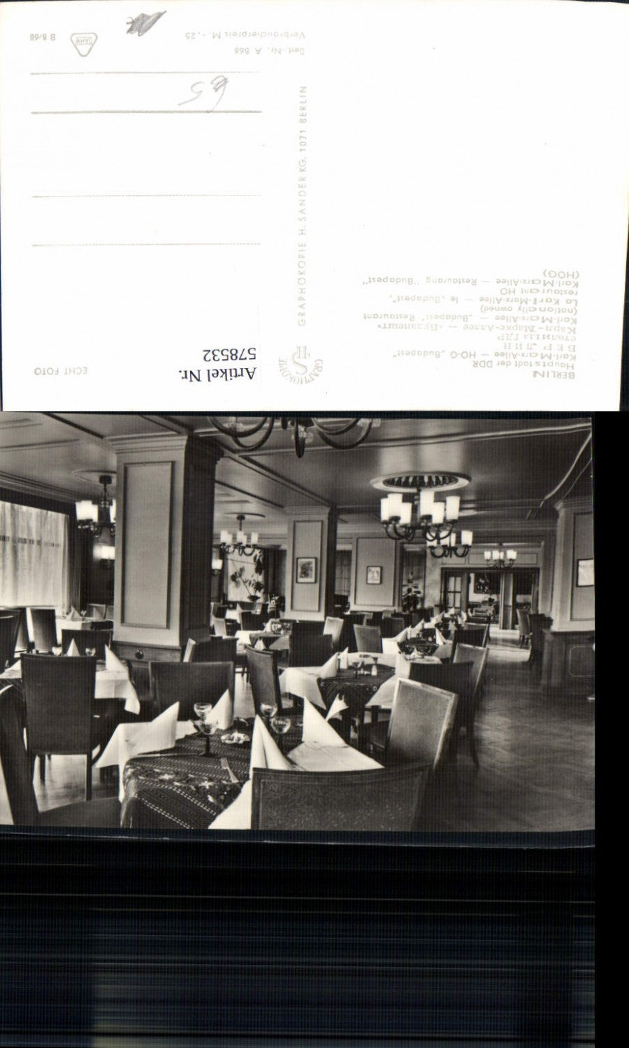 578532,Foto Ak Berlin Restaurant Budapest Innenansicht