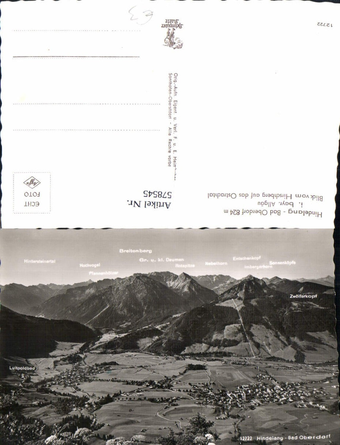 578545, Photo Ak Bad Hindelang Bad Oberdorf Allgäu View from Hirschberg onto the Ostrach Valley