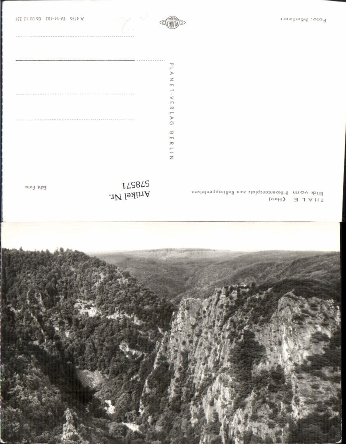 578571, Photo Ak Thale Harz View Hexentanzplatz to Roßtrappenfelsen