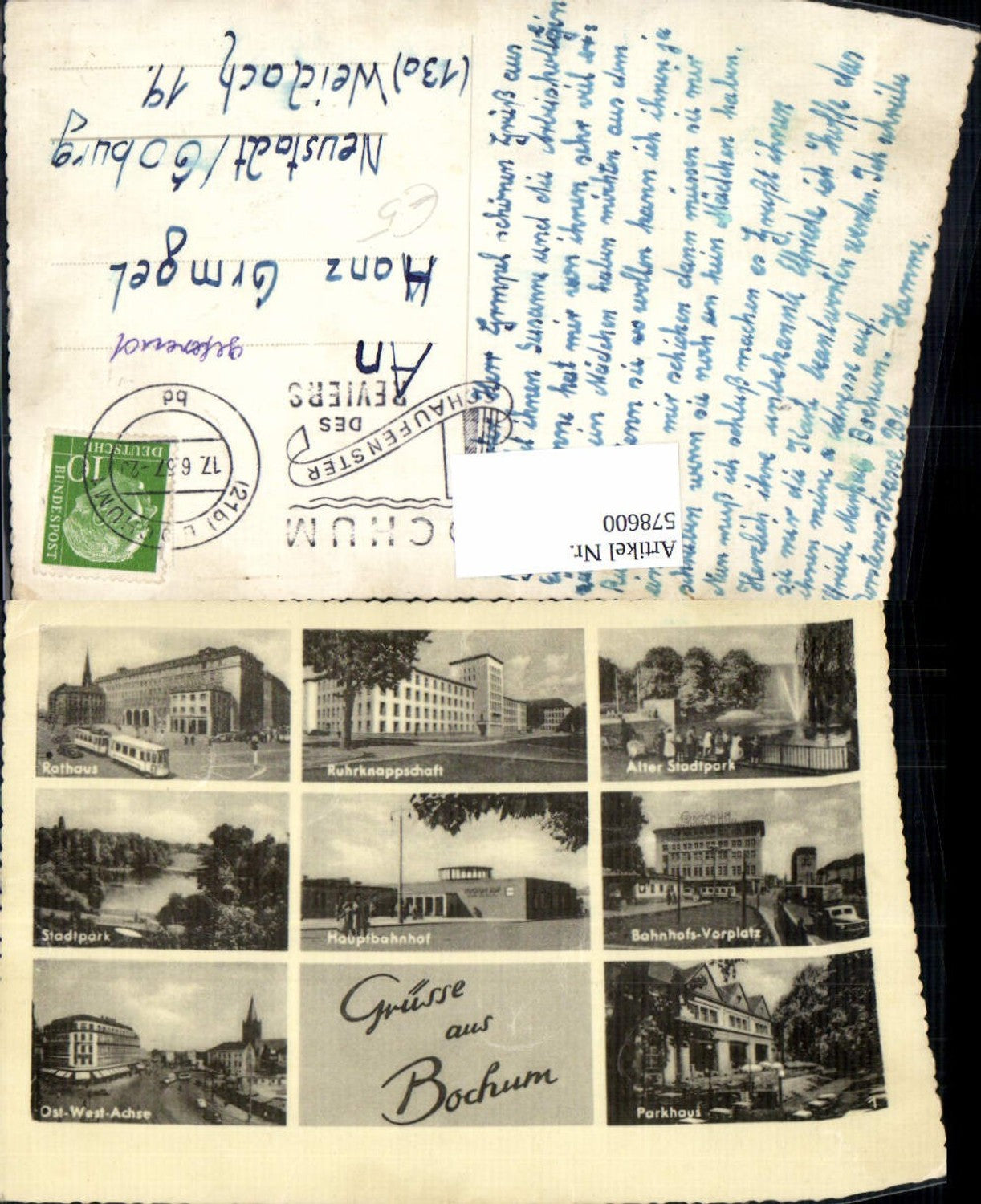 578600,Mehrbild Ak Bochum Hauptbahnhof Rathaus Stadtpark
