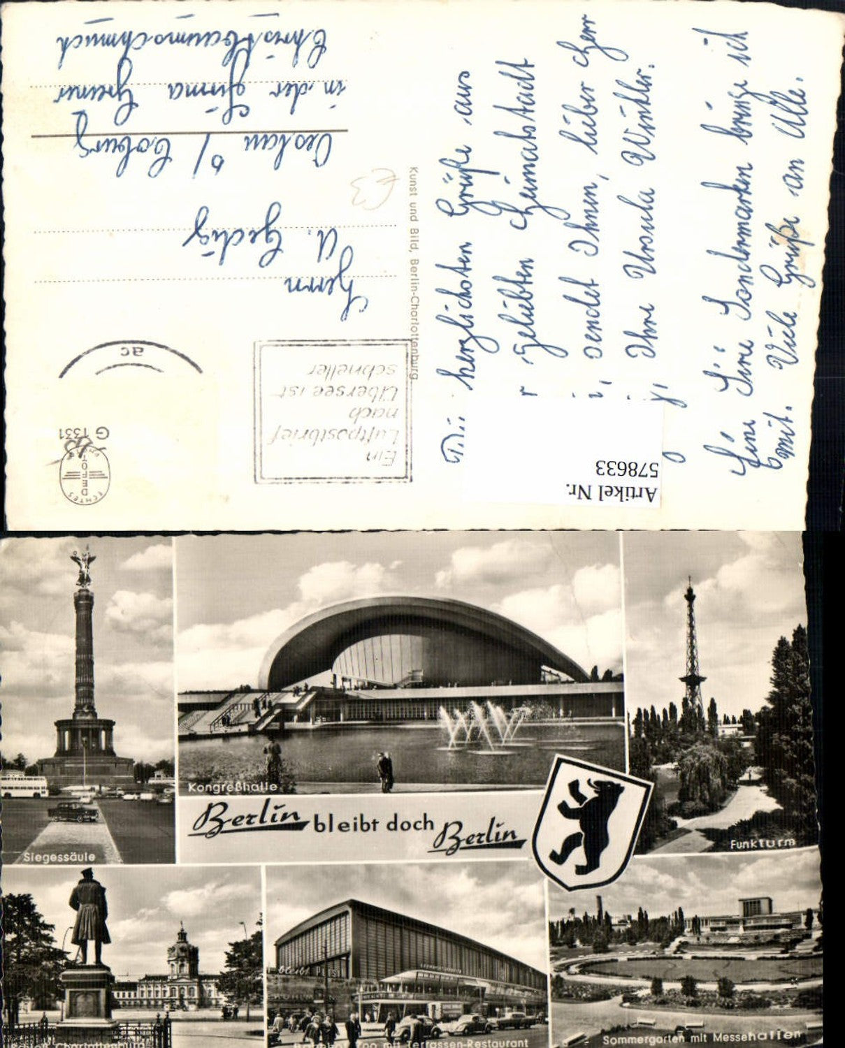 578633,Mehrbild Ak Berlin Siegessäule Funkturm Bahnhof Zoo Kongreßhalle