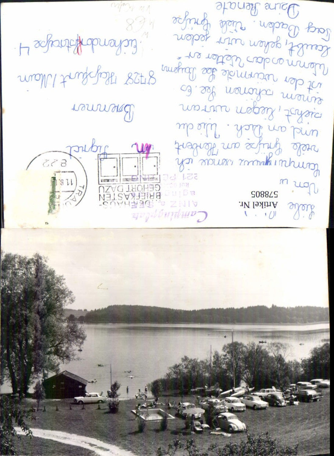 578805,Foto Ak Hainz a. See Wagingersee Petting Campingplatz VW Käfer