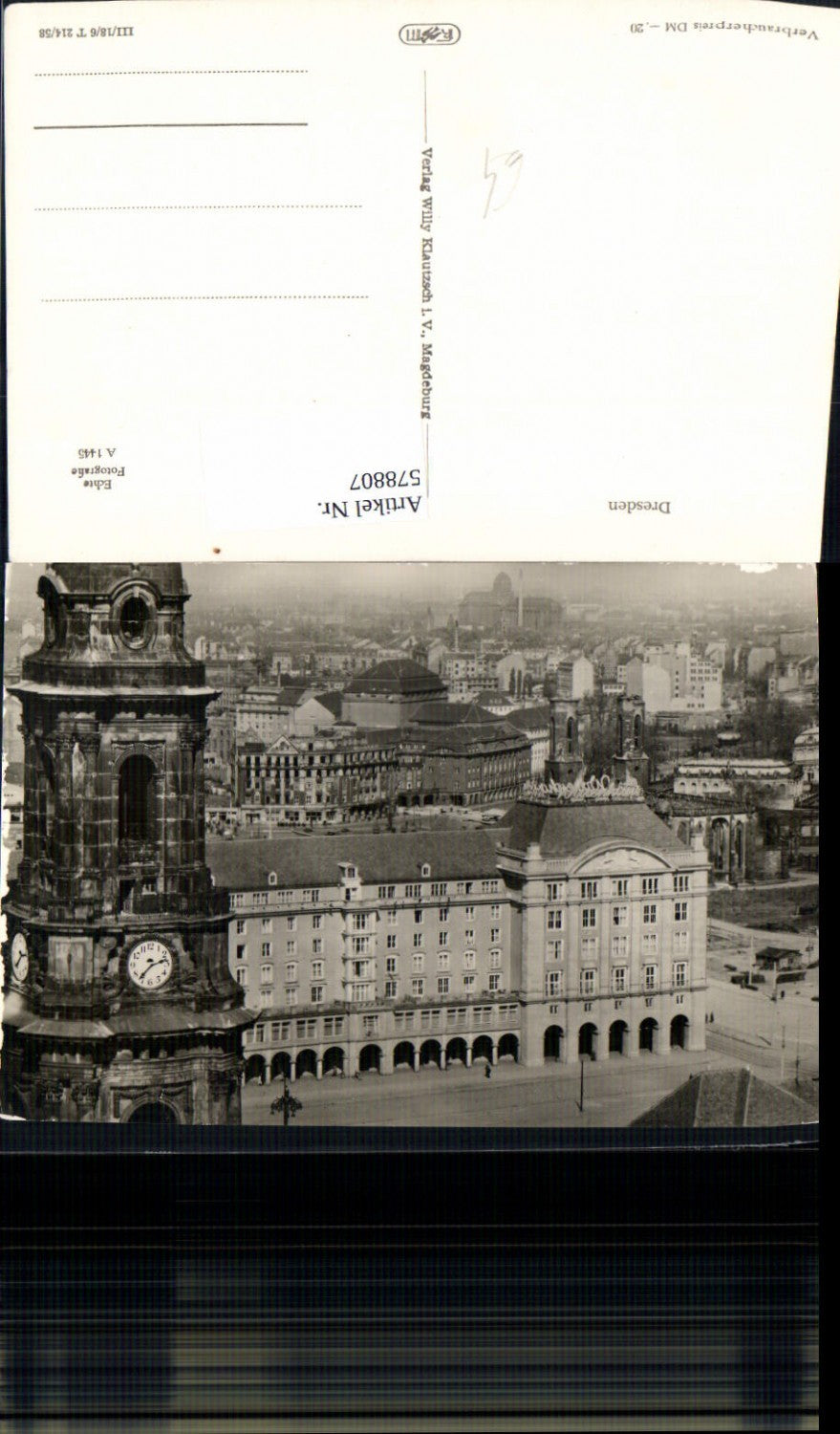 578807,Foto Ak Dresden Ansicht m. Kirche Turm