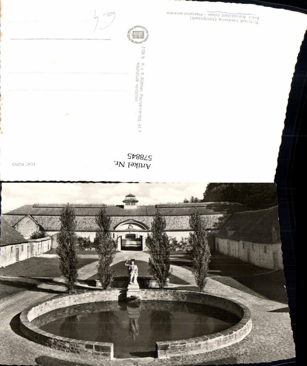 578845,Foto Ak Fulda Pferdeschwemme Schloss Fasanerie