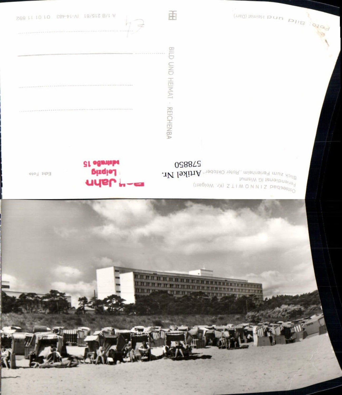 578850,Foto Ak Zinnowitz Blick z. Ferienheim Roter Oktober Strandleben