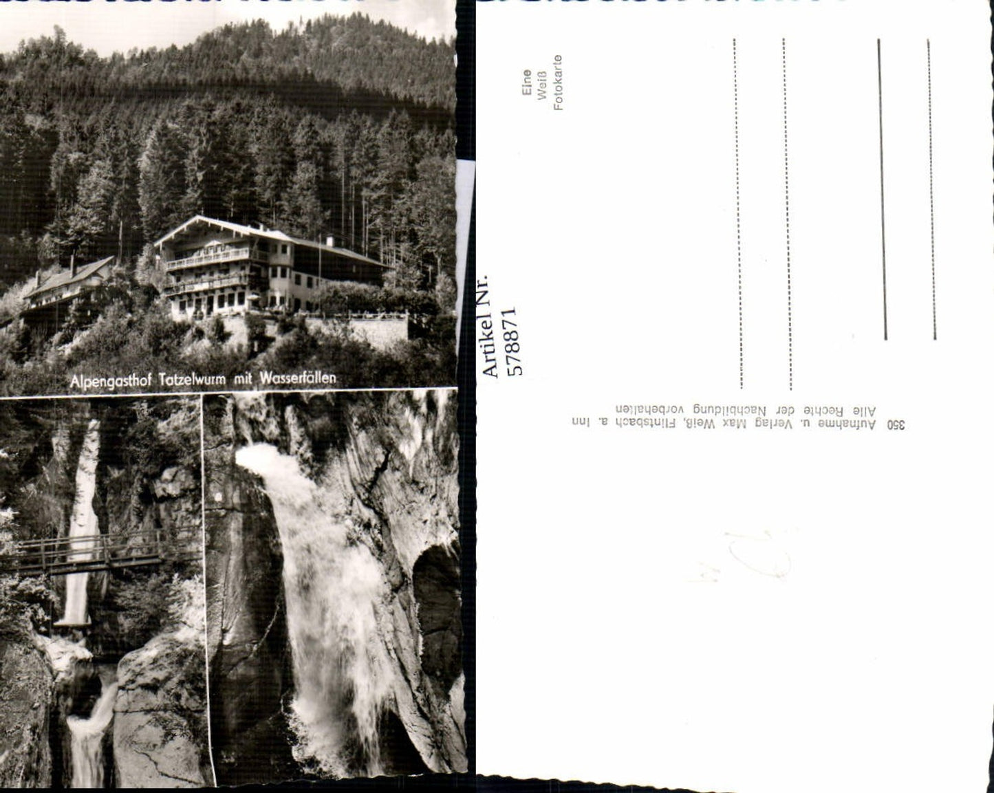 578871,Multi-image Ak Oberaudorf Alpengasthof Tatzelwurm with waterfall