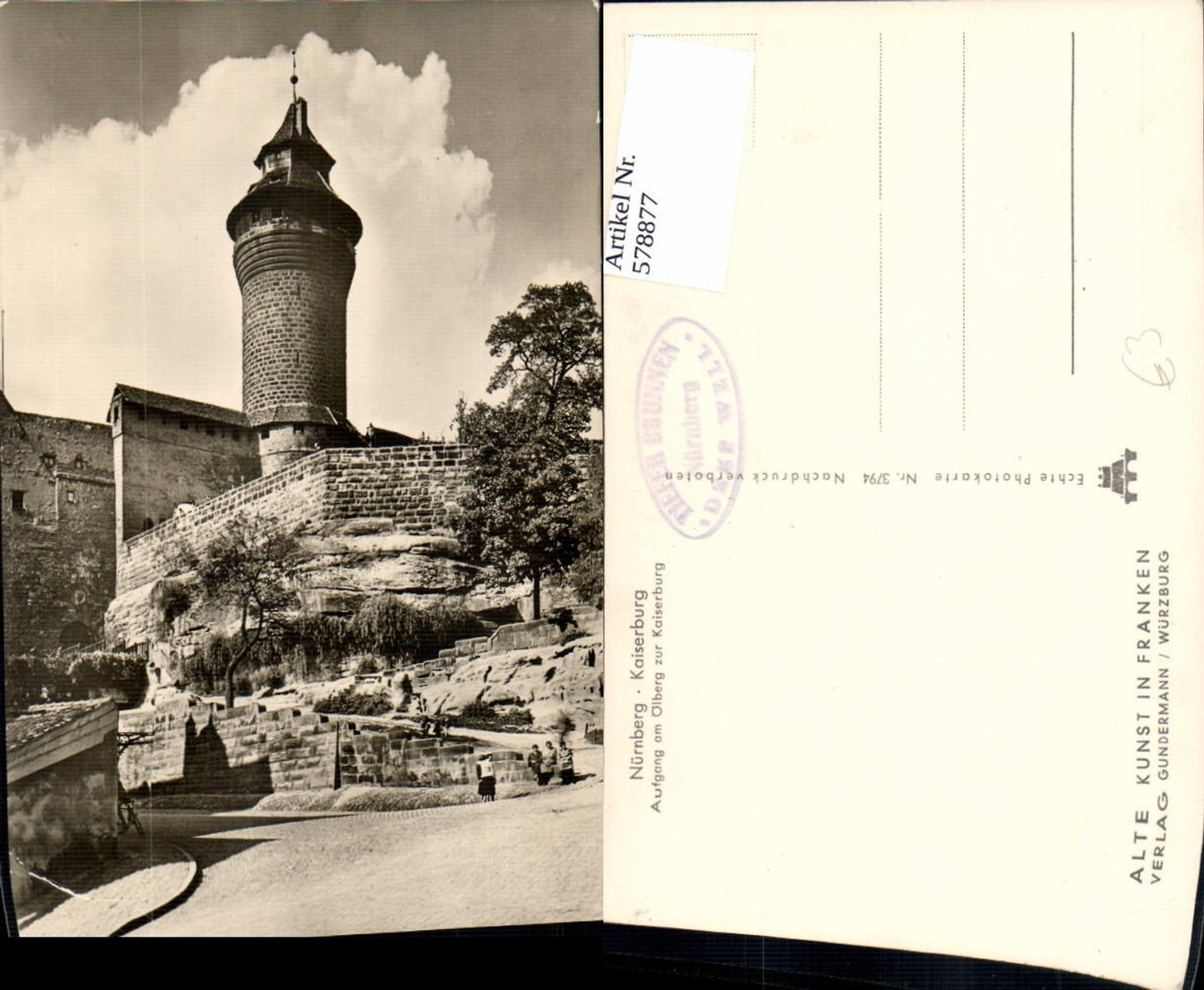 578877, Photo Postcard Nuremberg Imperial Castle Ascent from Mount of Olives to Imperial Castle