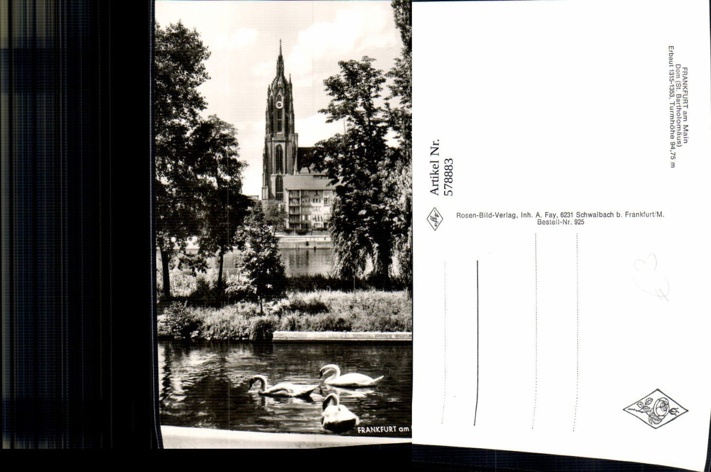 578883,Frankfurt a. Main Dom Ansicht m.Schwan Schwäne i. Vordergrund