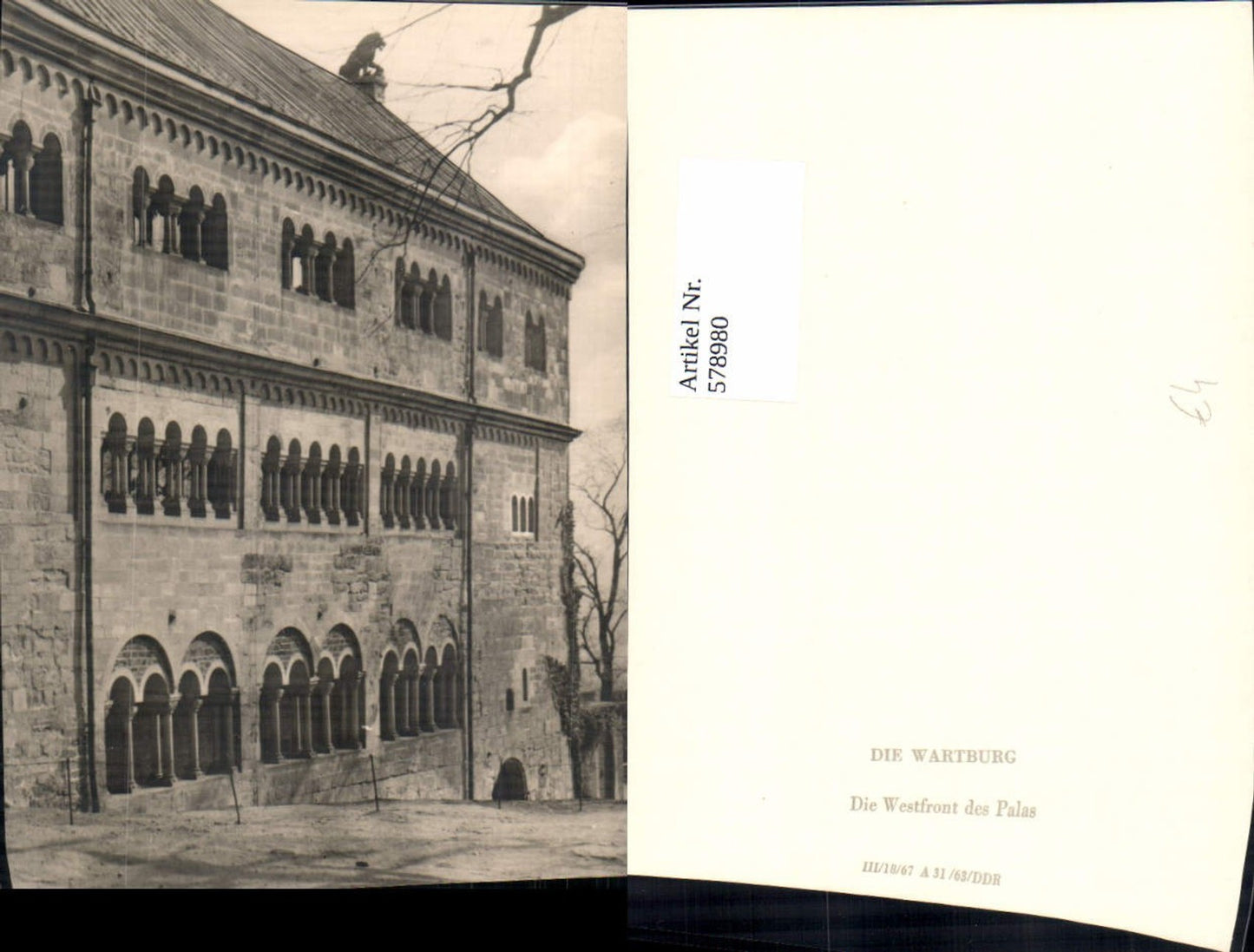 578980,Eisenach Wartburg Die Westfront d. Palas