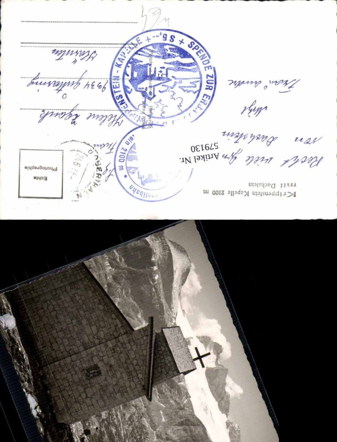 579130,Foto Ak Obertraun Krippensteinkapelle m. Dachstein