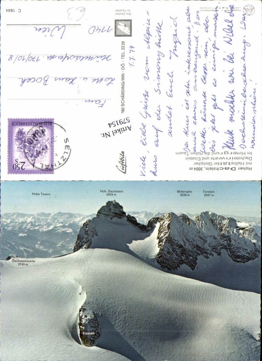 579154,Hoher Dachstein m. Hallstätter Gletscher Hallstatt Gipfelkarte