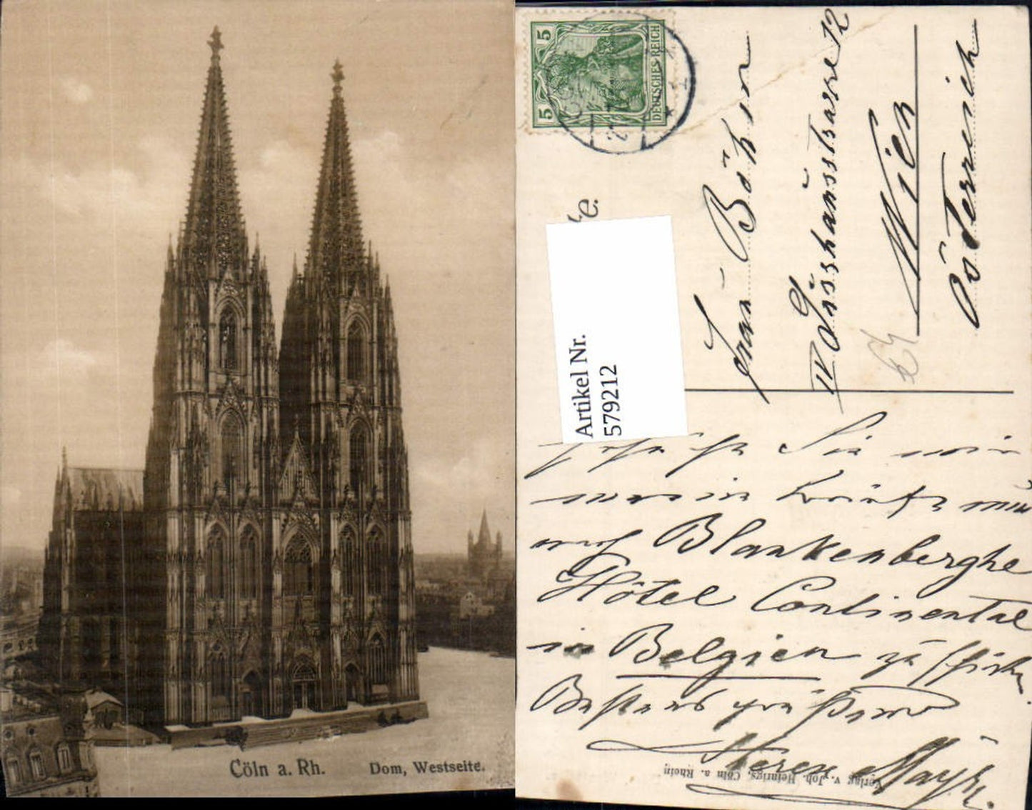 579212,Köln Cöln a. Rhein Dom Westseite