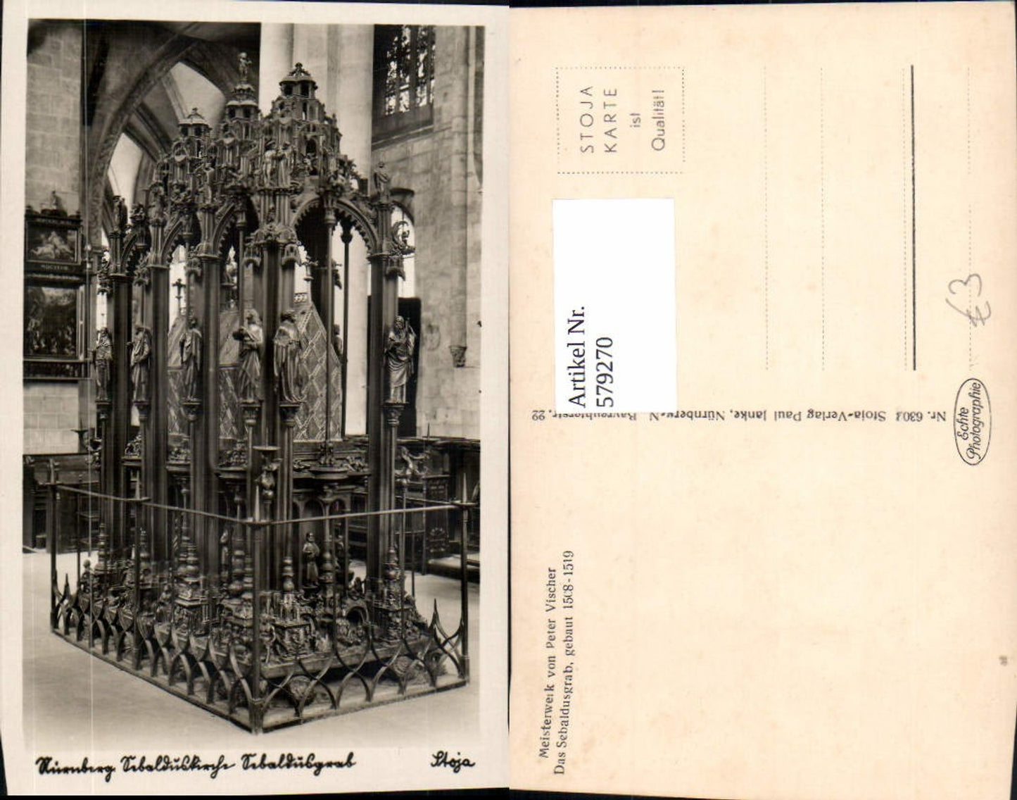 579270,Foto Ak Nürnberg Sebalduskirche Sebaldusgrab