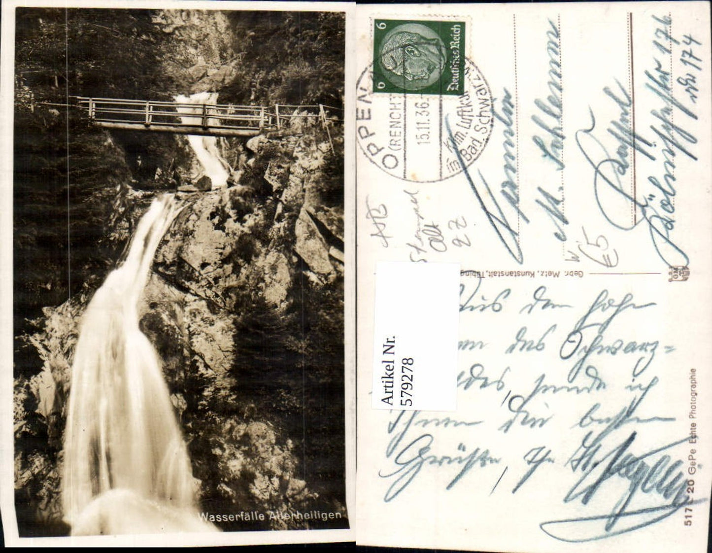 579278,Foto Ak Oppenau Allerheiligen-Wasserfälle Wasserfall Brücke
