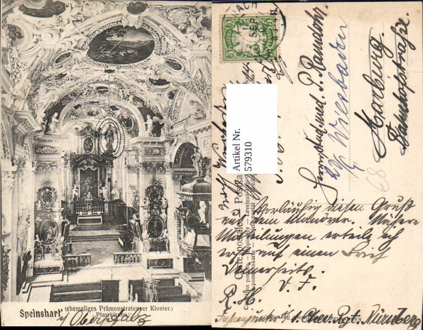 579310, Speinshart Abbey Monastery Parish Church Interior View