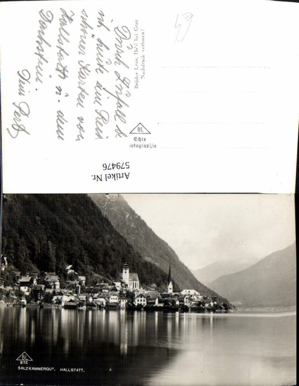 579476,Foto Ak Hallstatt Ansicht m. Kirche