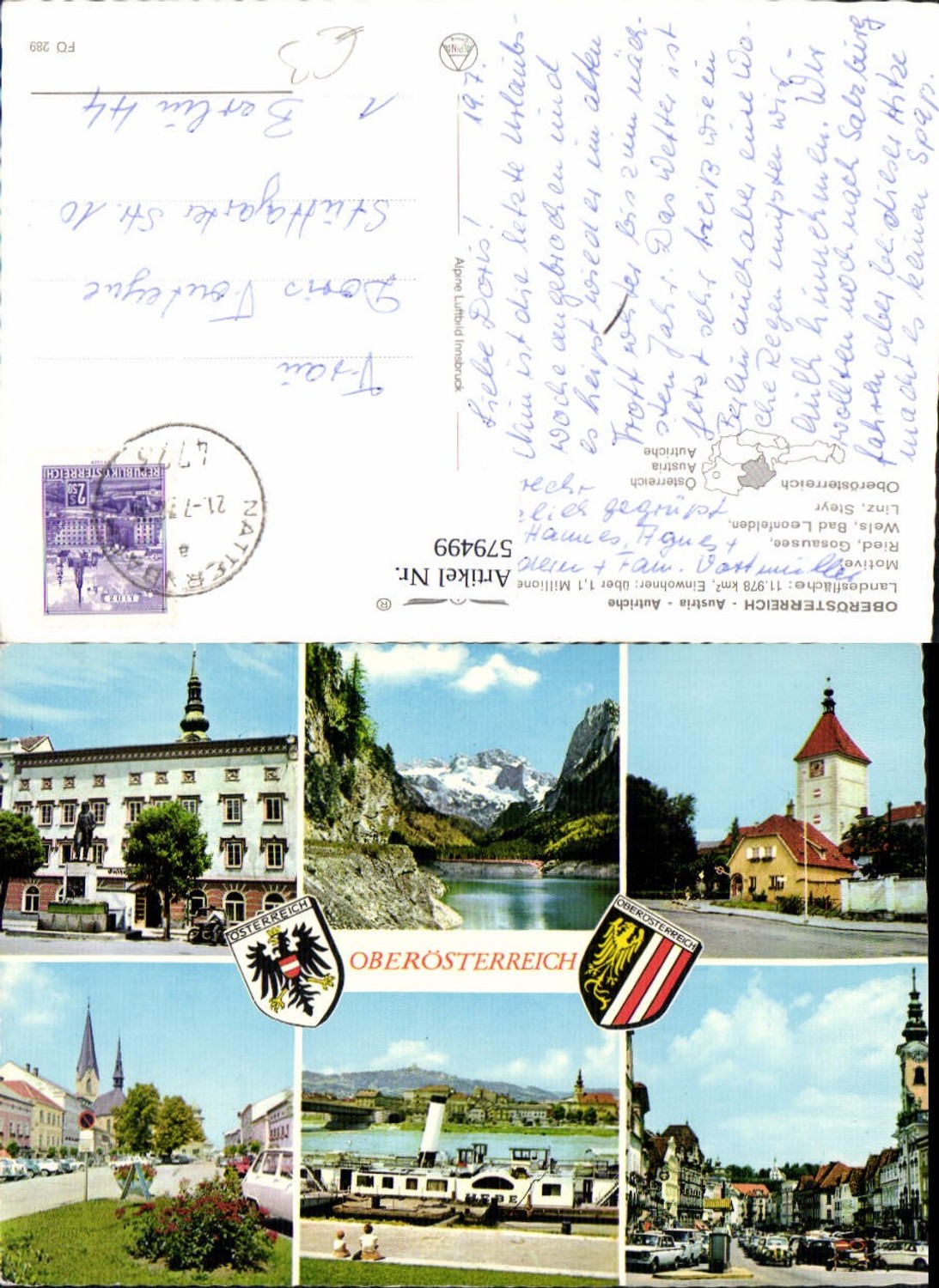 579499,Mehrbild Ak Ried Gosausee Wels Bad Leonfelden Linz Steyr Wappen