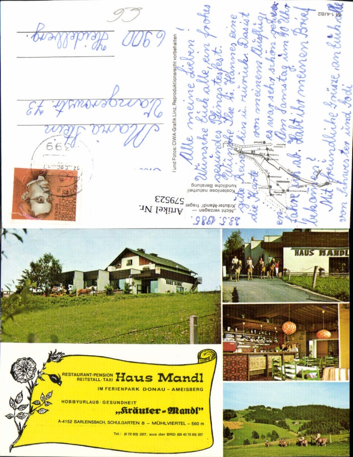 579523, Multi-image Ak Sarleinsbach Haus Mandl Riding Horses