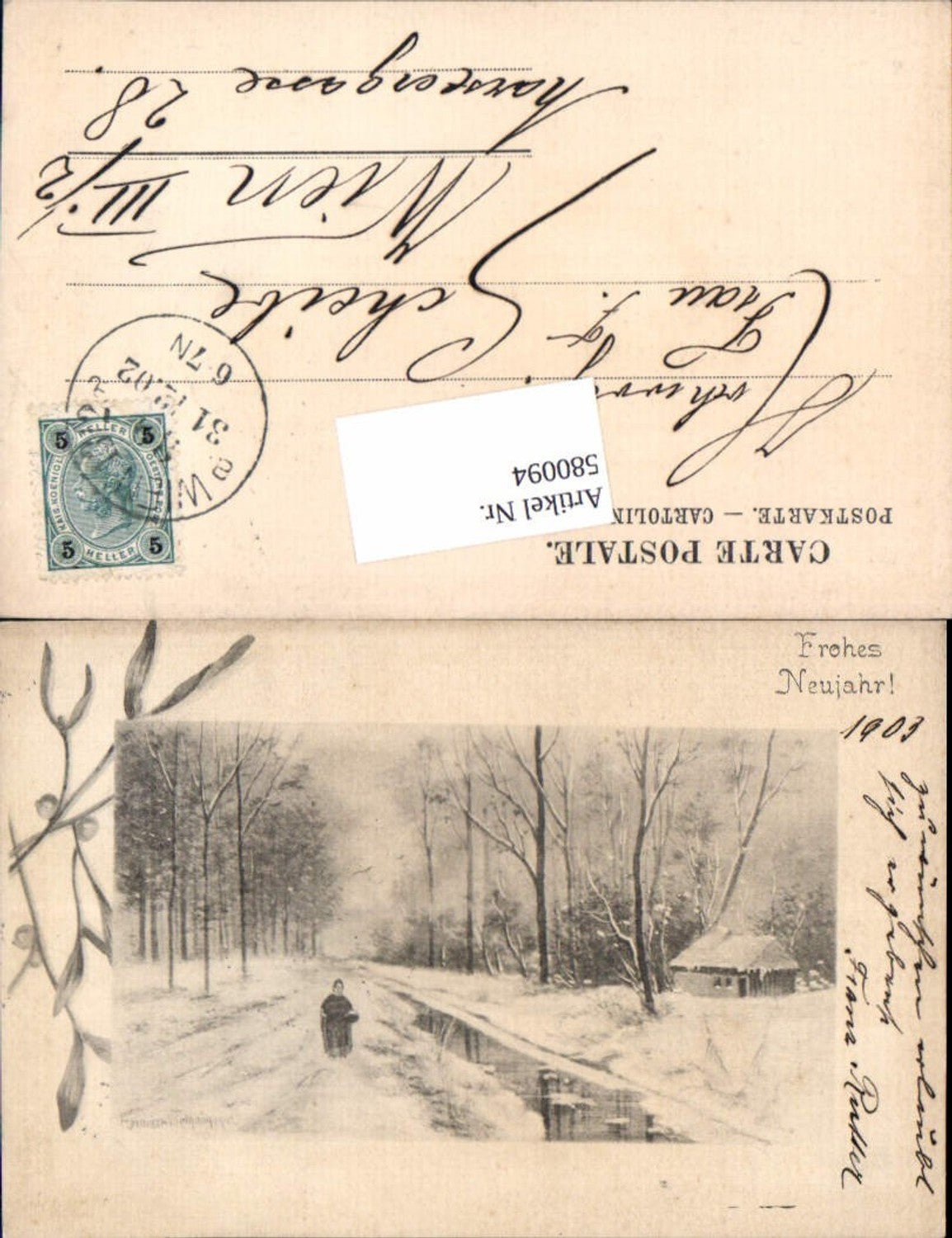 580094,tolle AK Neujahr Künstler Heinrich Wertheim Wald Bäume