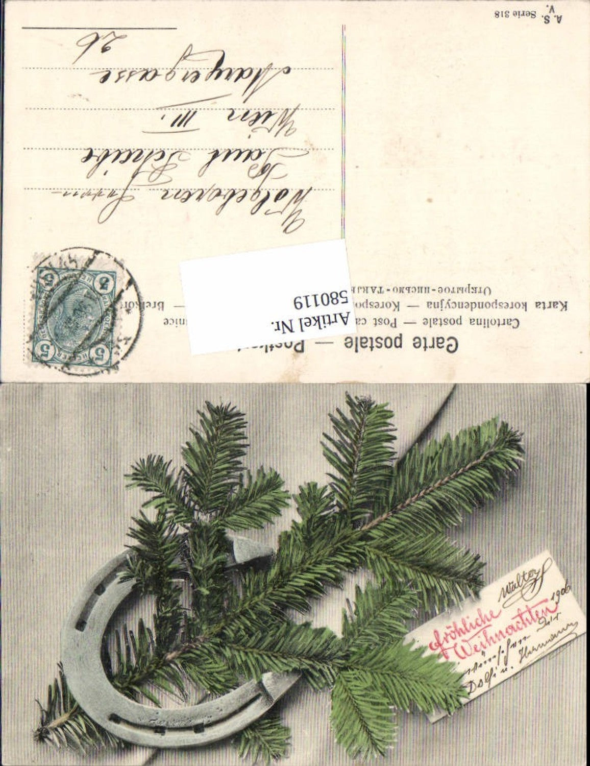 580119,Weihnachten Hufeisen Tannenzweig Zweig