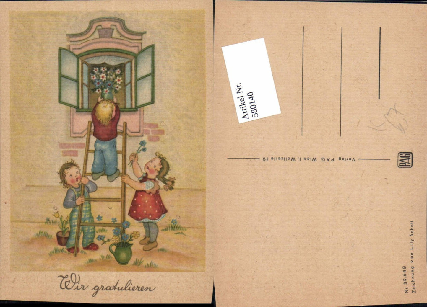 580140,Künstler AK Lilly Schott Kinder Geburtstag