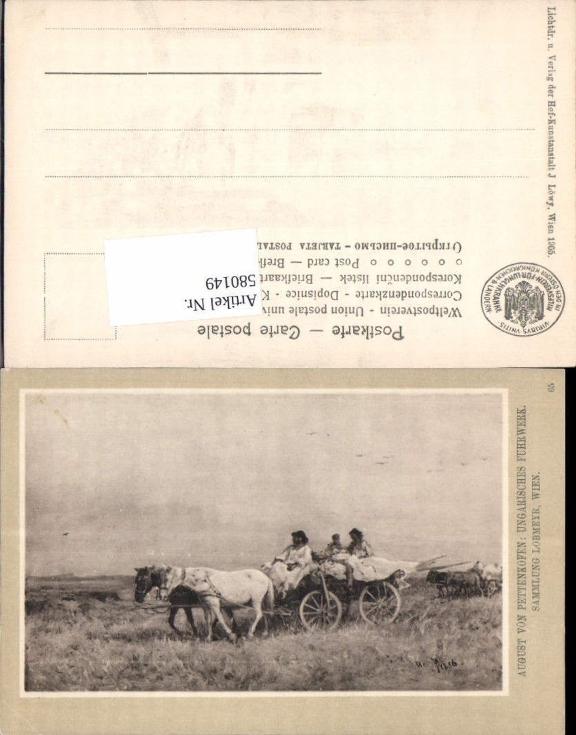 580149,Künstler AK August von Pettenkofen Ungarisches Fuhrwerk Ungarn Typen