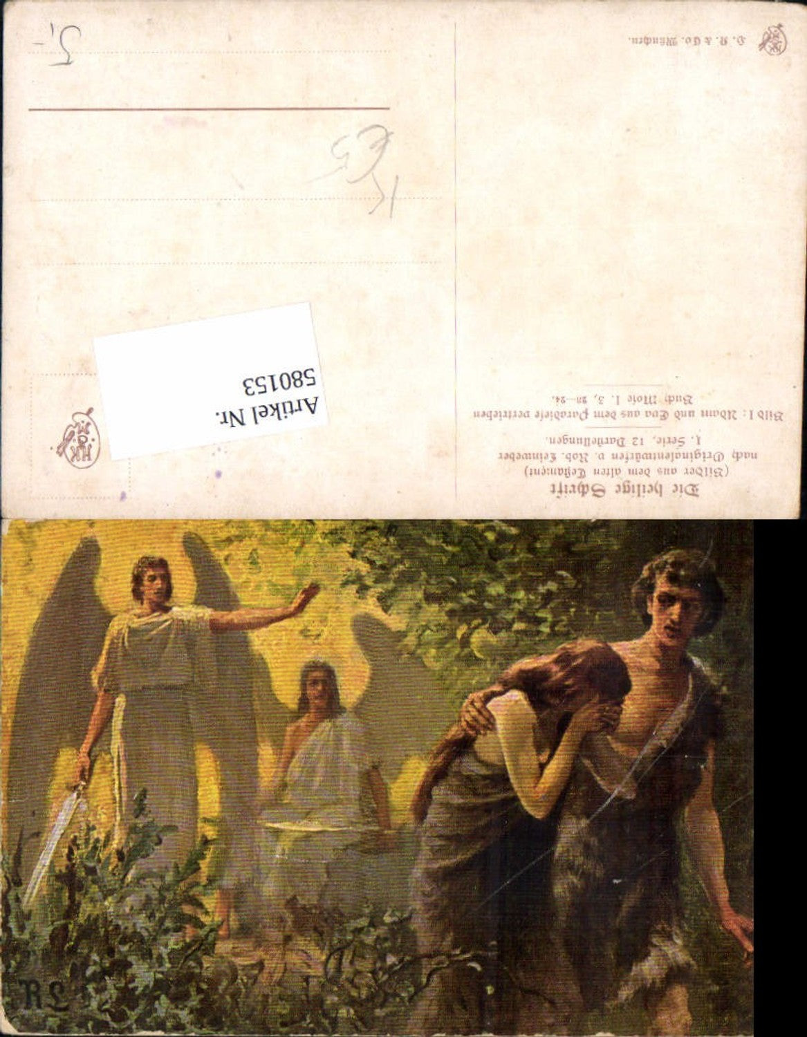 580153,Künstler AK Robert Leinweber Religion Adam und Eva Mose Religion Altes Testament