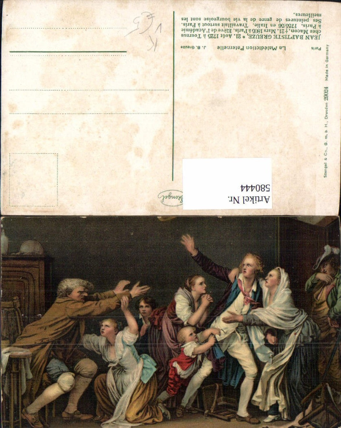 580444,Künstler Ak Jean Baptiste Greuze La Malediction Paternelle 19 Jhdt. Streit pub Stengel Co 29024
