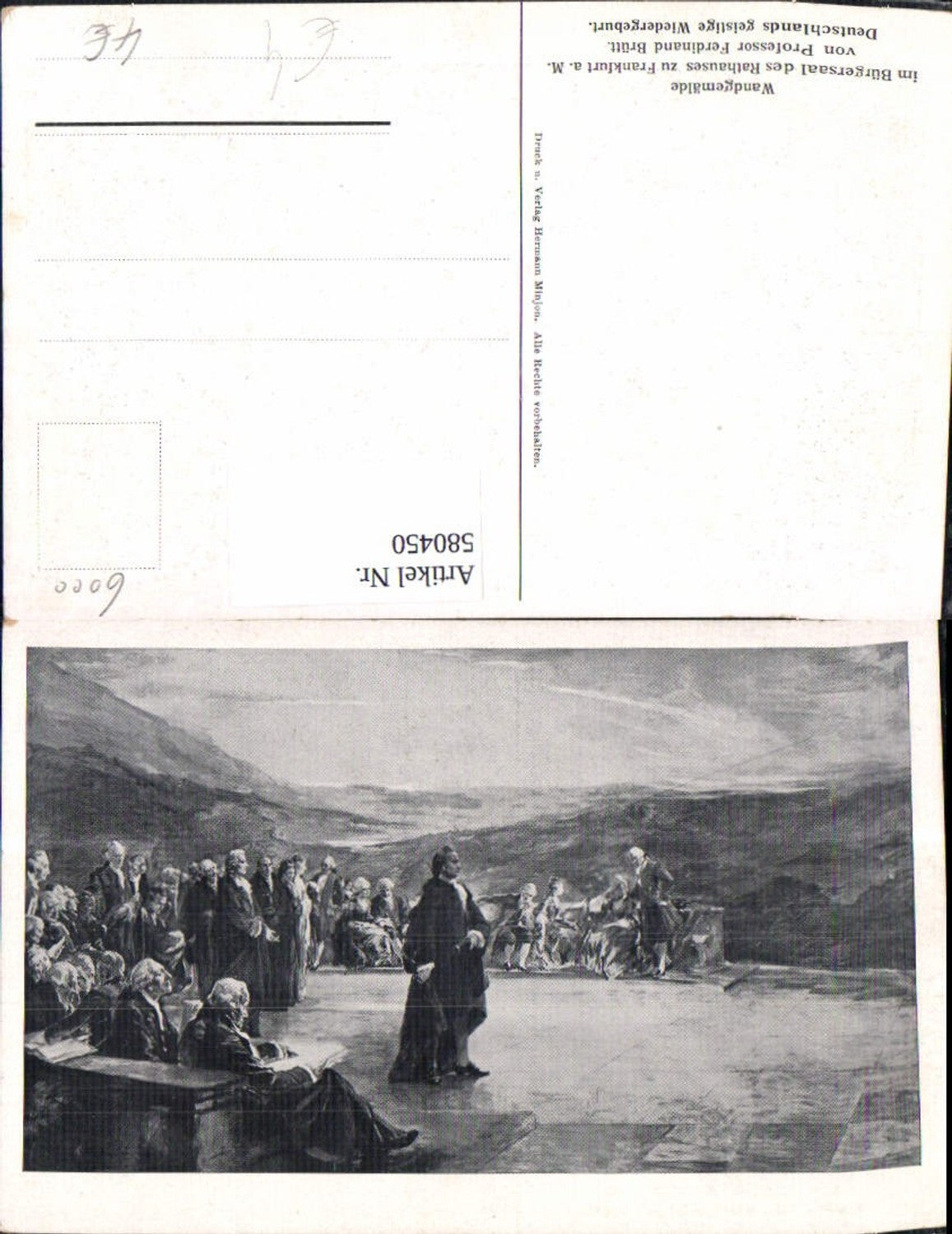 580450,Künstler Ak Ferdinand Brütt Frankfurt a. Main Bürgersaal Rathaus Wiedergeburt 19 Jhdt.