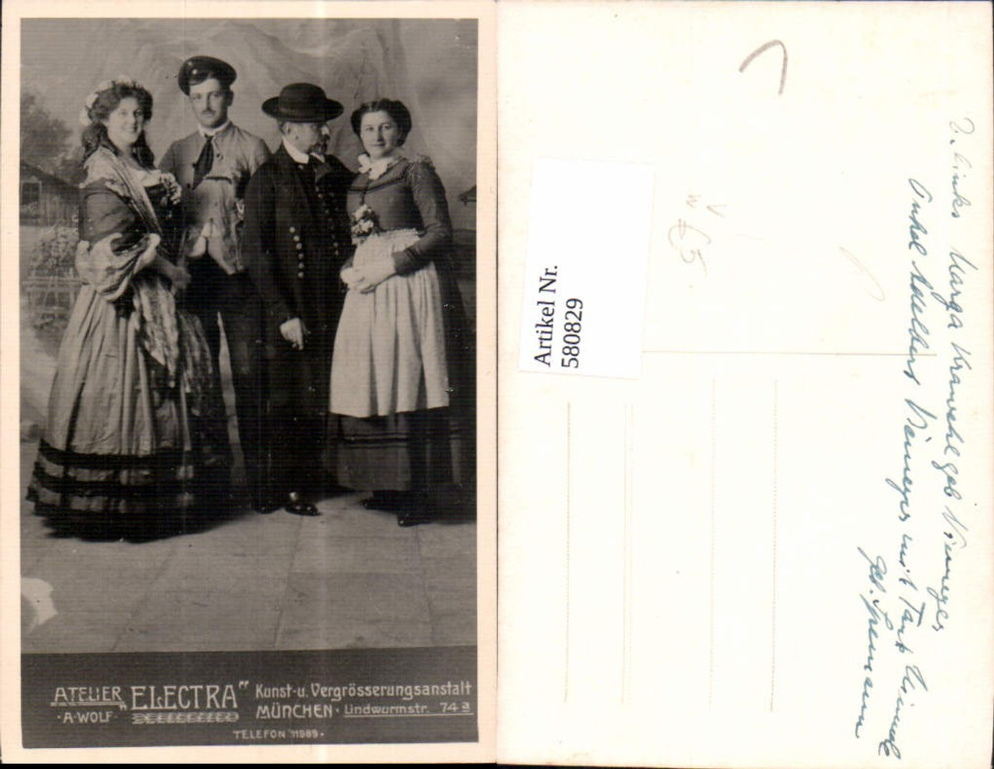 580829,Foto Ak Gruppenbild Familie Paare i. Tracht Krawehl Niemeyer pub Atelier Electra München