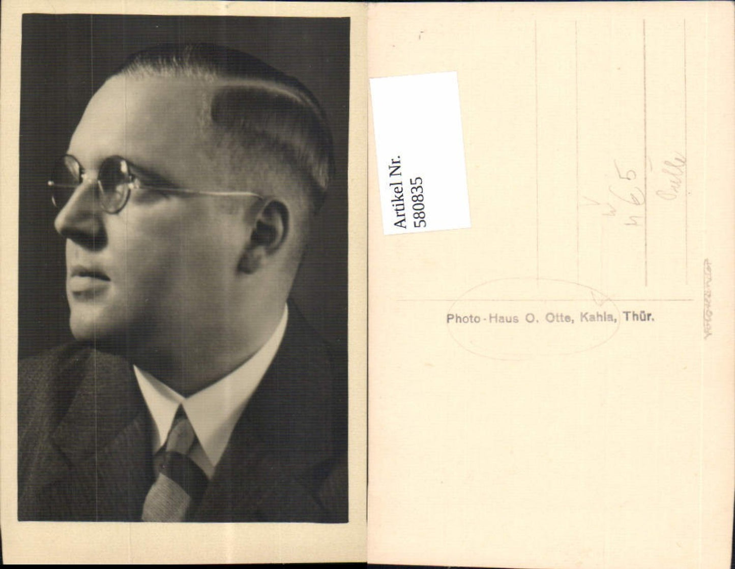 580835,Mann m. Brille Portrait pub Photo-Haus O. Otte Kahla
