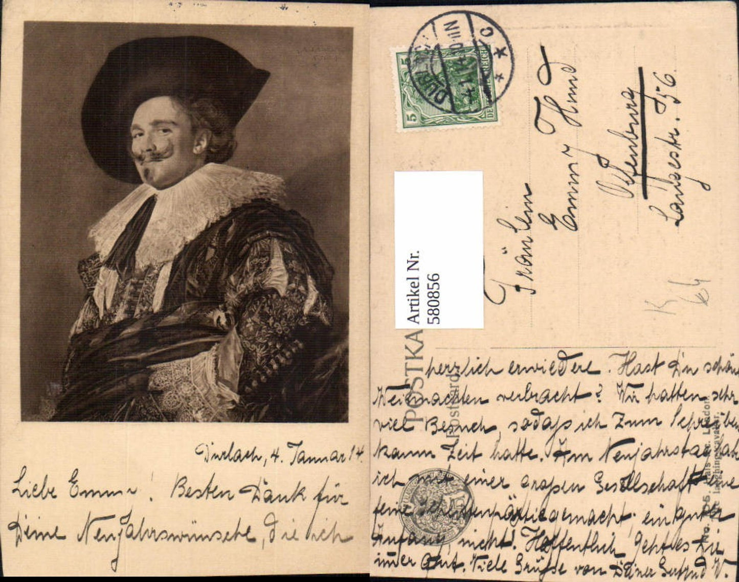 580856,Künstler Ak Frans Hals Der lachende Kavalier Mann Portrait Hut