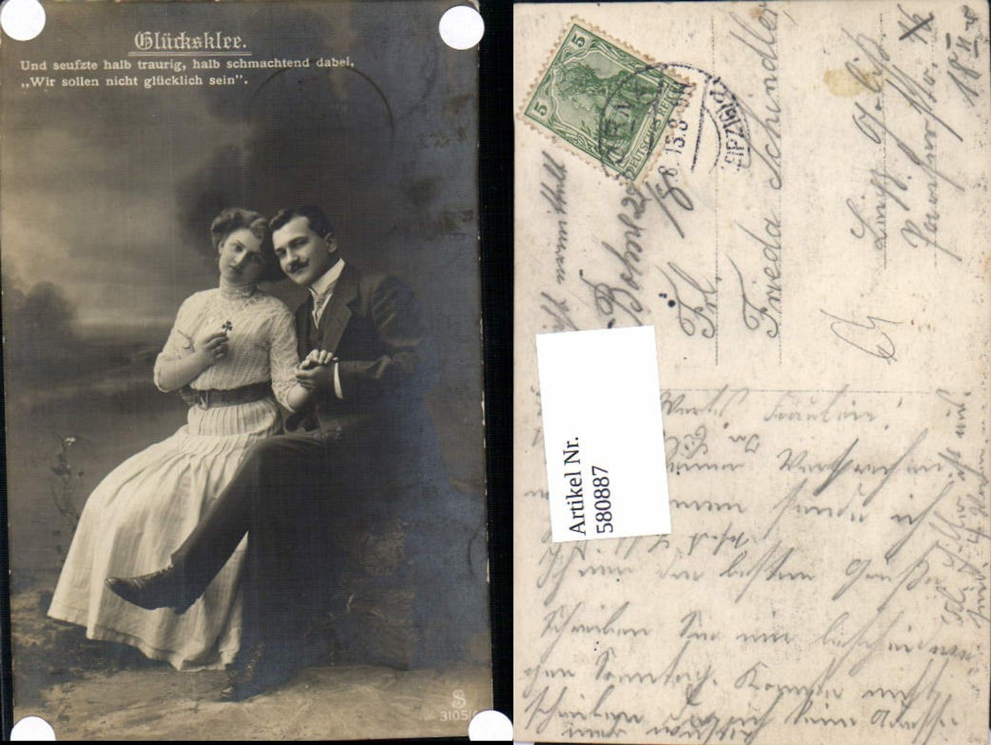 580887,Paar Liebe Händchenhalten Glücksklee Text Klee Kleeblatt