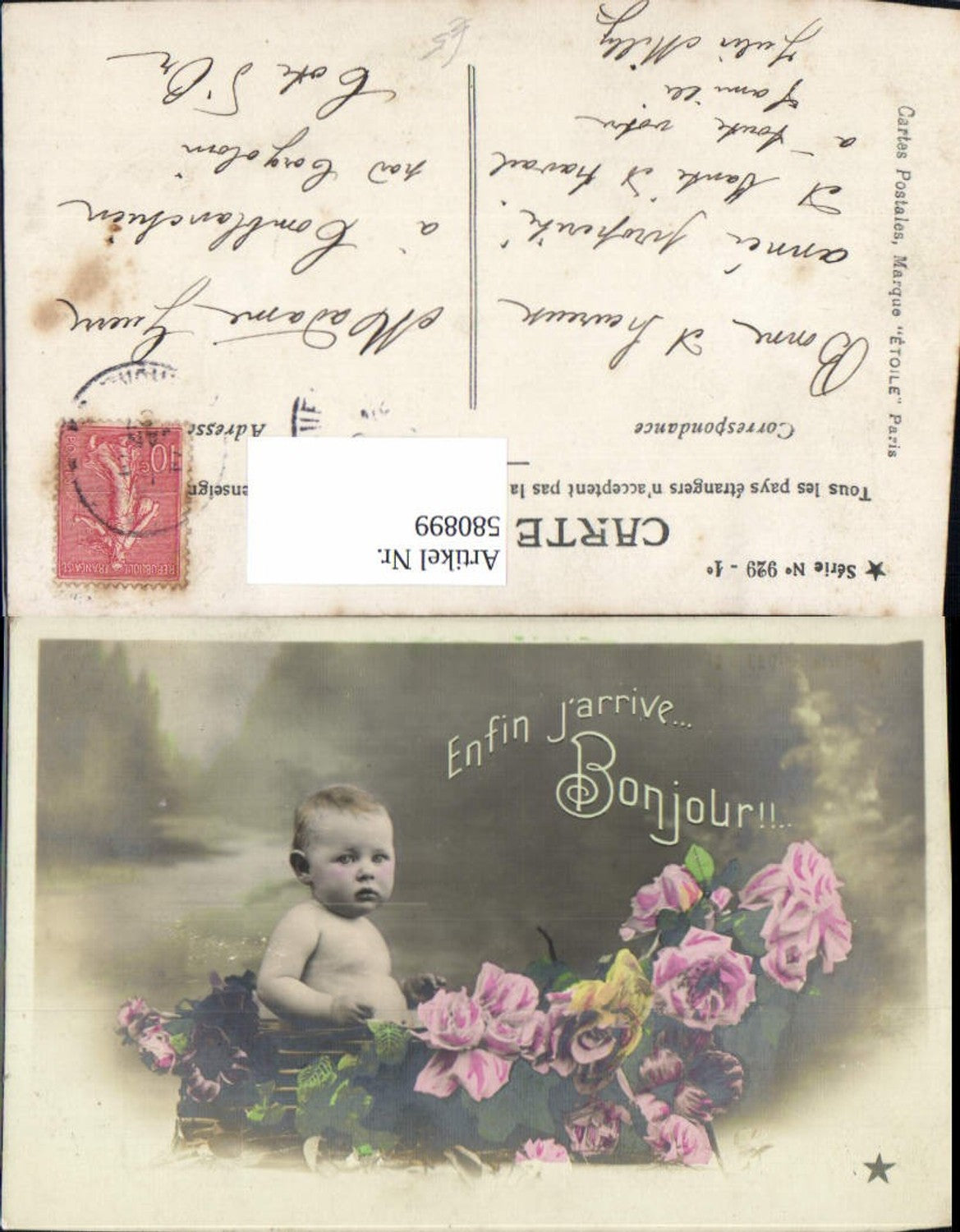 580899,Baby Kleinkind Kind Rosen Blumen Enfin j arrive Bonjour