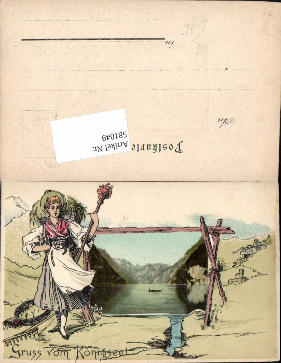 581049,tolle Präge Lithographie Gruß vom Königsee Berchtesgaden