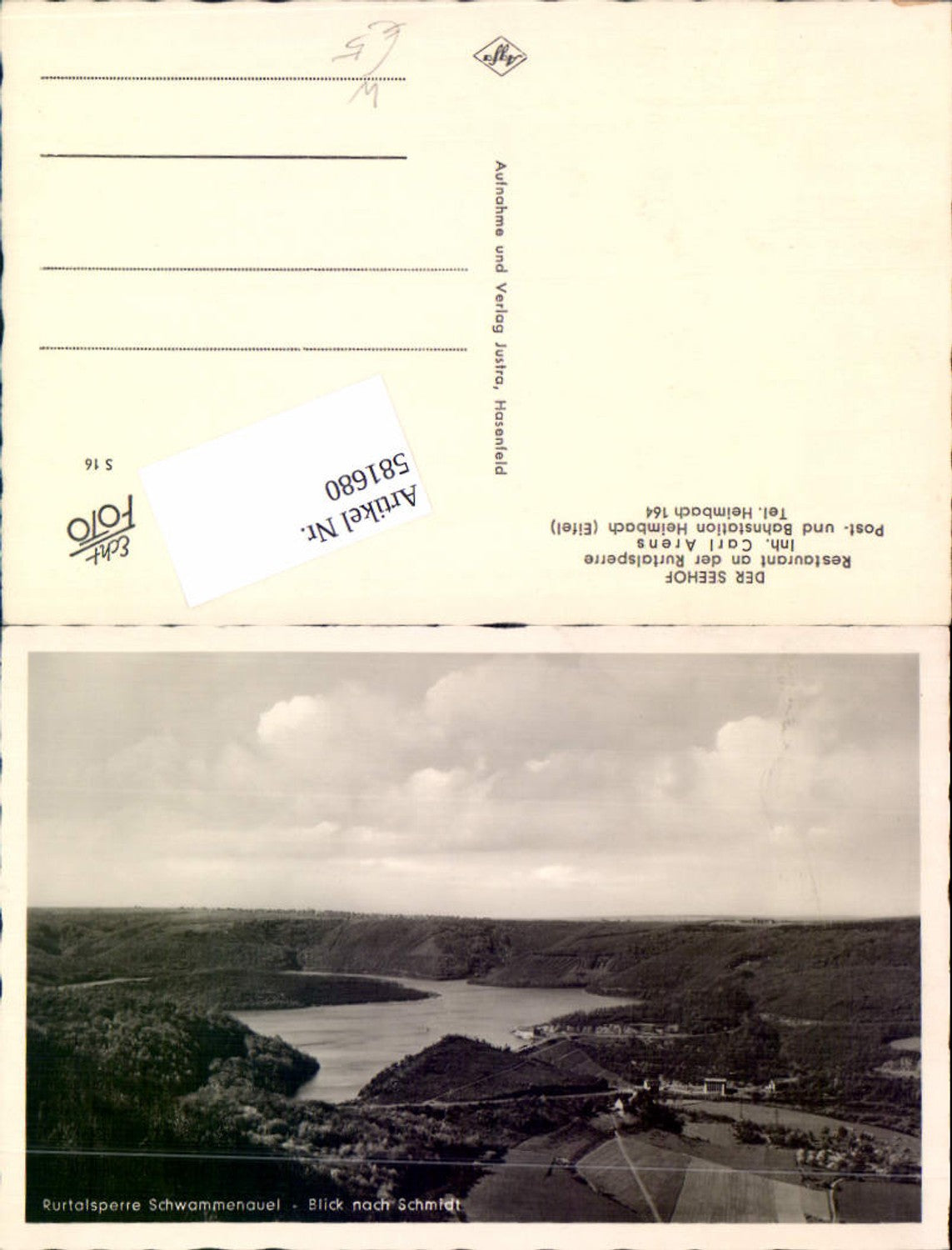 581680,Foto Ak Rurtalsperre Rurberg Simmerath Schwammenauel Blick n. Schmidt
