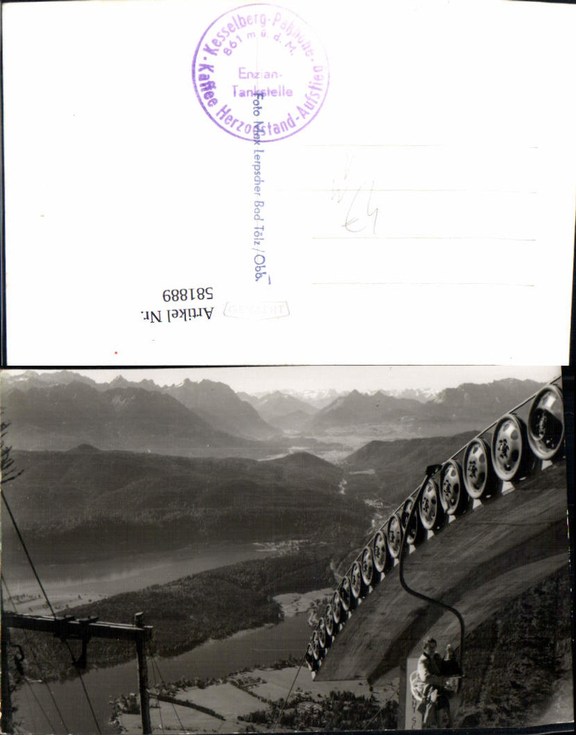 581889, Photo Ak Kesselberg Chairlift Herzogstand Kochel am See pub Max Lerpscher