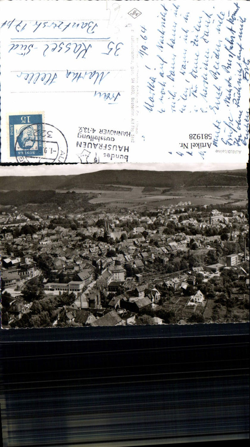 581928,Foto Ak Alfeld Leine Totale Stempel Hausfrauenausstellung Hannover 1964