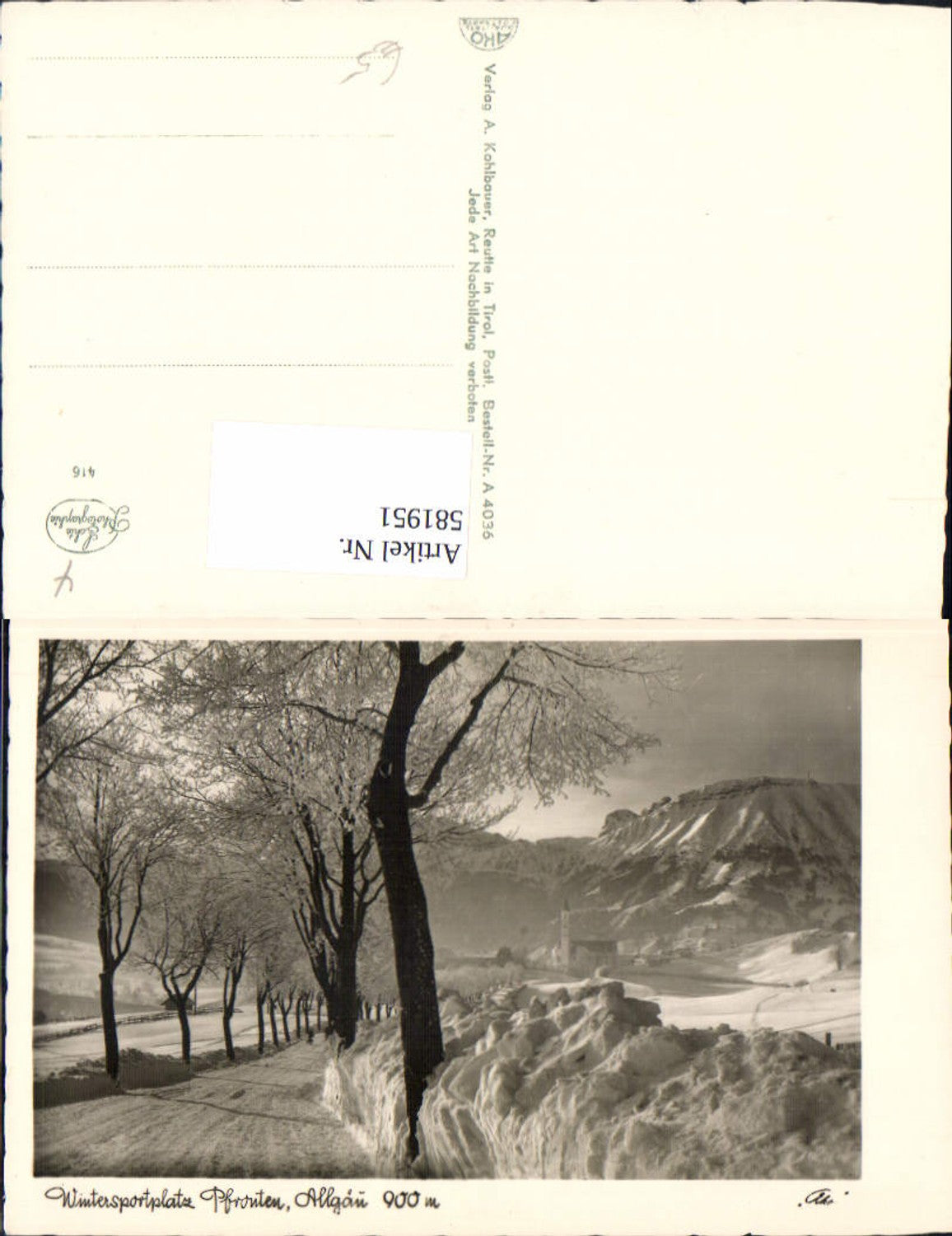581951,Foto Ak Pfronten Allgäu Winteransicht Allee