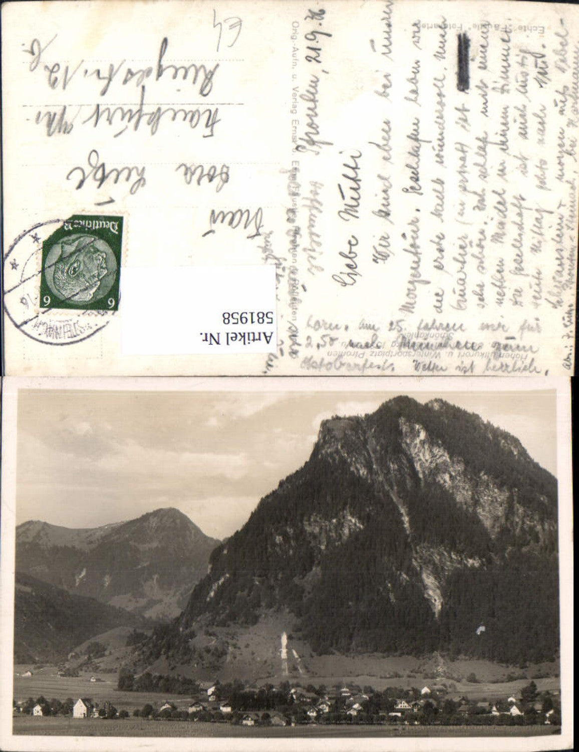 581958, Photo postcard Pfronten i. Allgäu view with Schönkahler