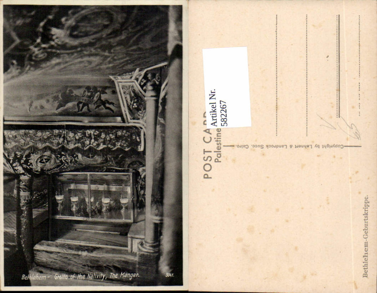 582267,Bethlehem Grotto of the Nativity The Mangar Geburtskrippe pub Lehnert u. Landrock 3041