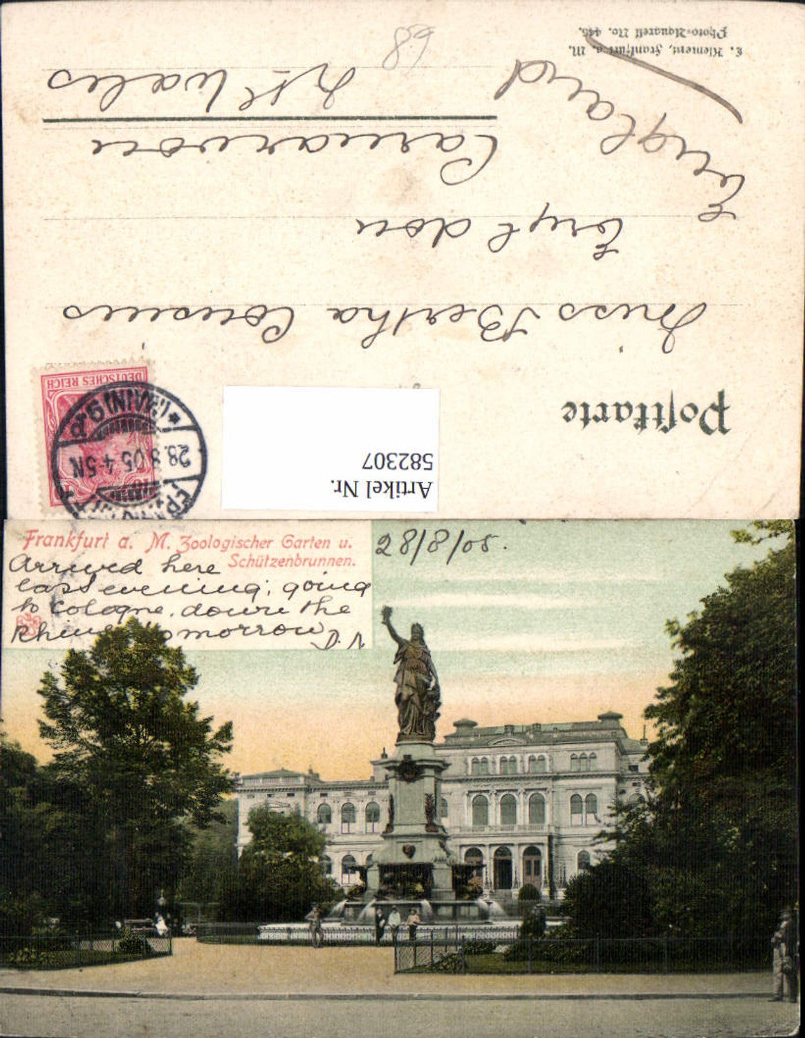 582307,Frankfurt a. Main Zoologischer Garten u. Schützenbrunnen 1908