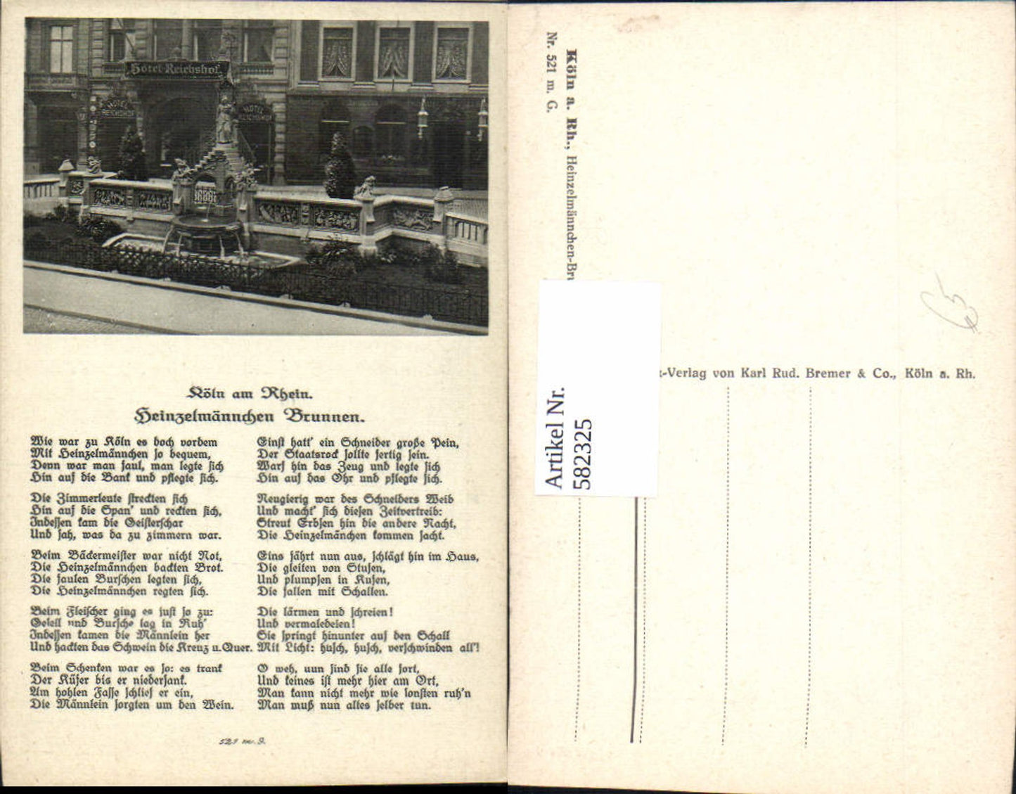 582325,Köln a. Rhein Heinzelmännchen Brunnen Text Spruch