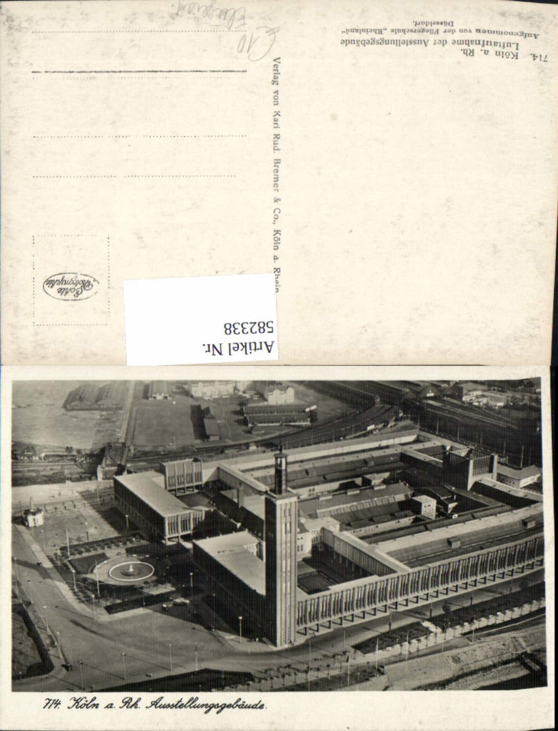582338,Fliegeraufnahme Foto Ak Köln a. Rhein Ausstellungsgebäude