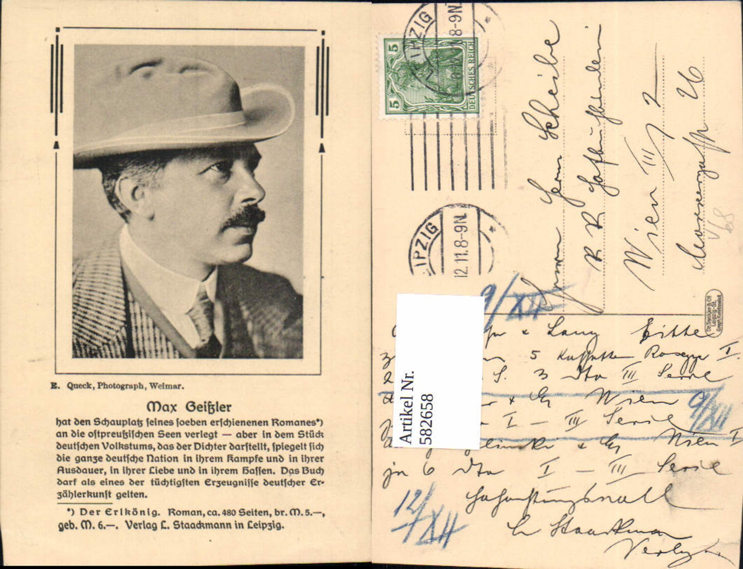582658,Max Geißler Schriftsteller pub E. Queck