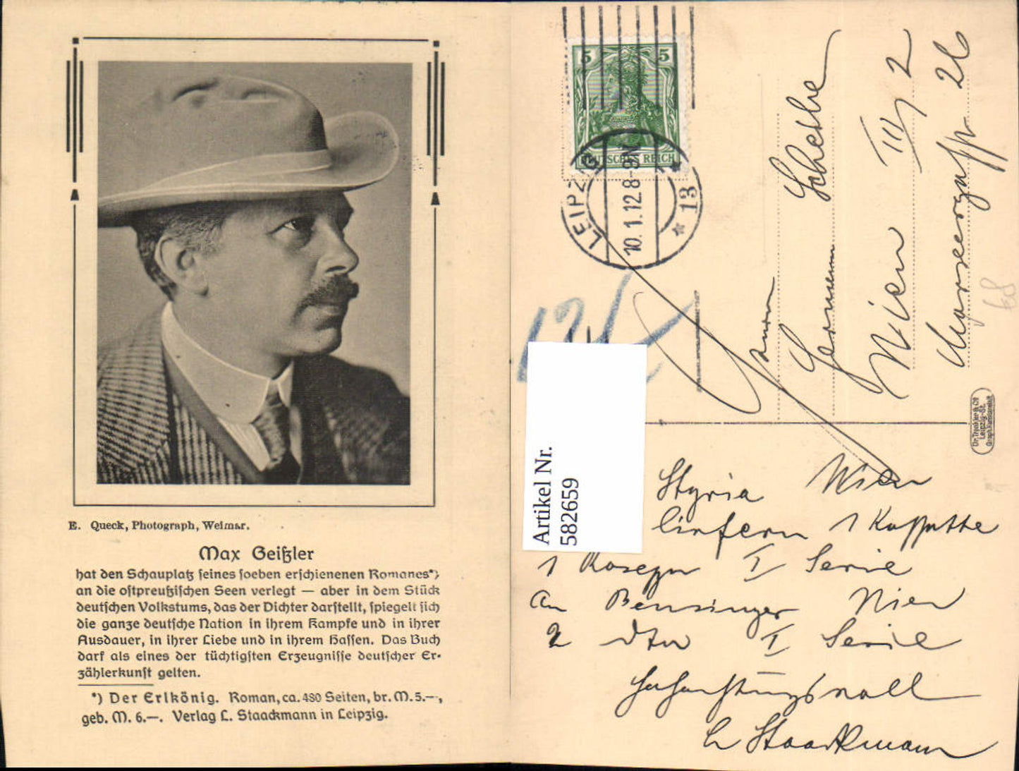 582659,Max Geißler Schriftsteller pub E. Queck