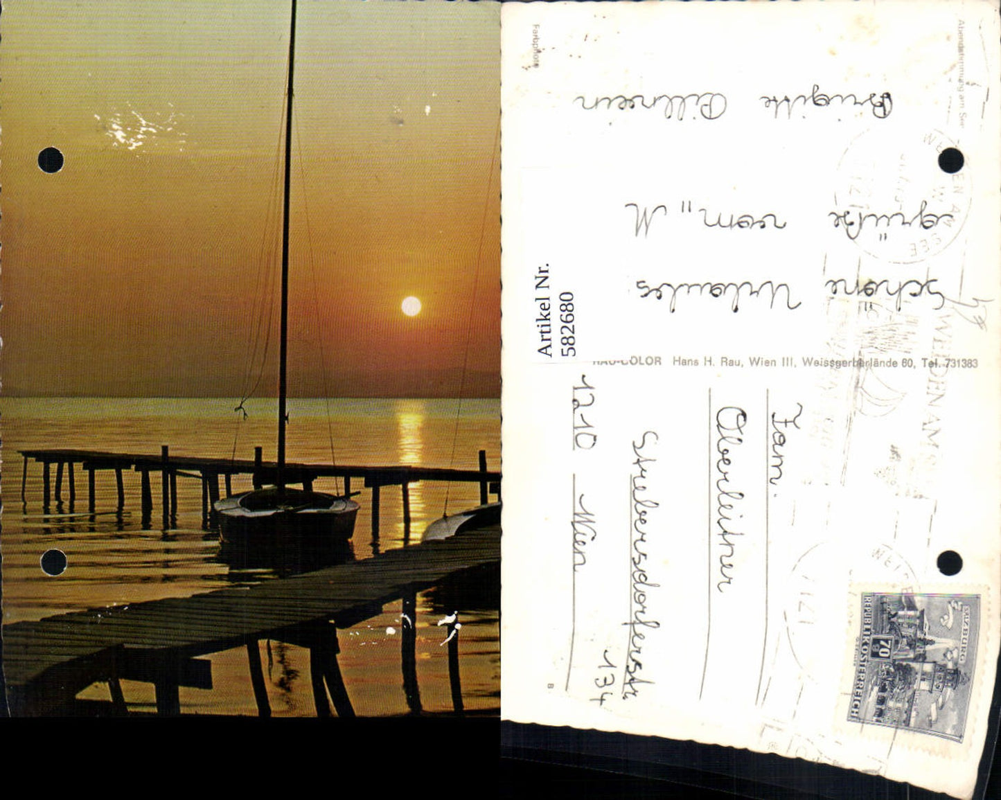 582680,Abendstimmung a. See Neusiedlersee Weiden a. See Segelboot