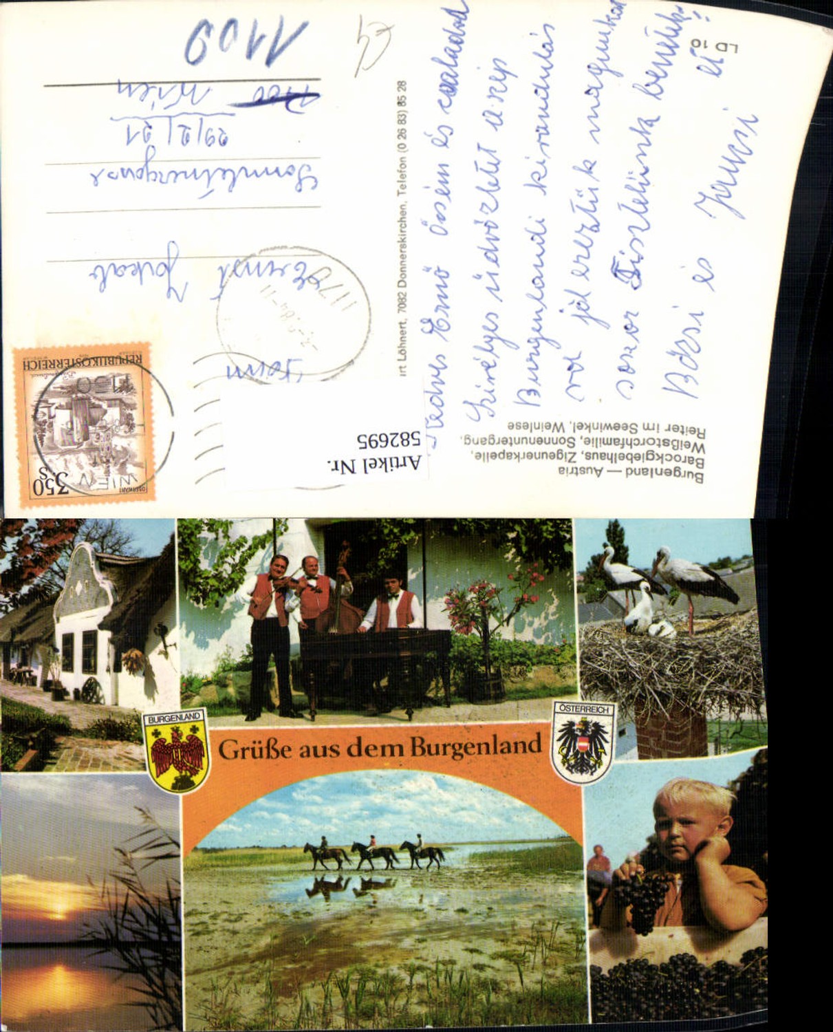 582695,Mehrbild Ak Burgenland Barockgiebelhaus Reiter i. Seewinkel Weinlese