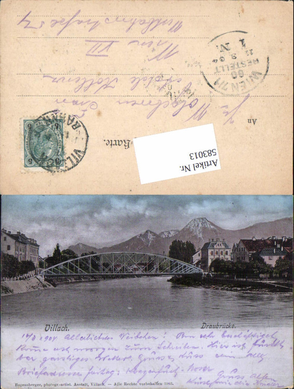 583013,Villach Draubrücke Brücke 1903